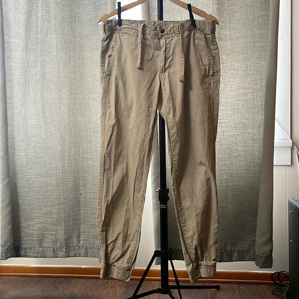 Polo Ralph Lauren Khaki Joggers - Men’s 32x32 - Worn w/ Button and Draw String